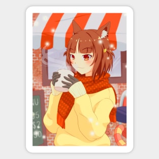 Nekopara Azuki's Hot Coffee and First Snow Sticker